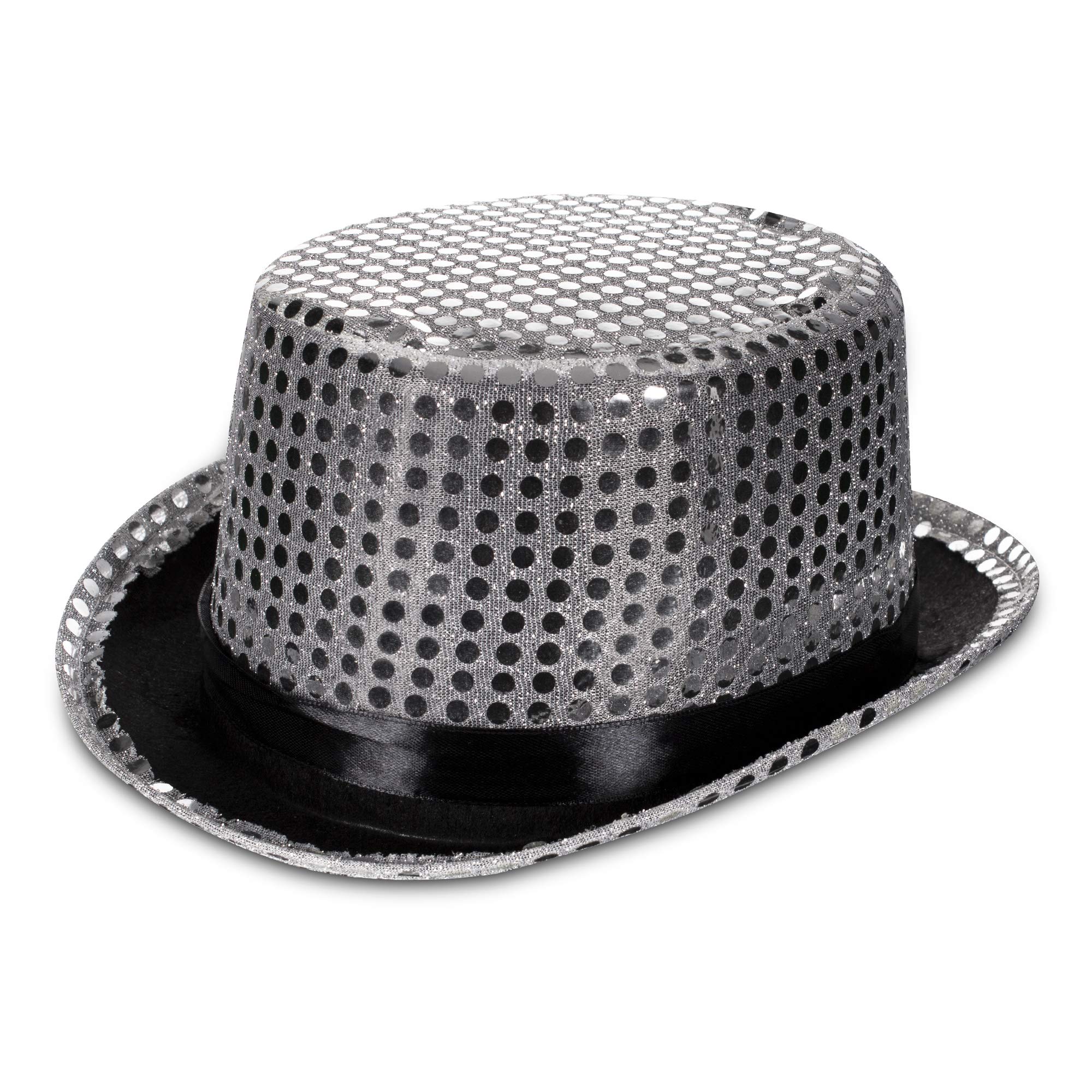 Windy City Novelties - Silver Sequin Party Top Hat | Mardi Gras Party Supplies Party Hat Costume Acessories for Menand Women.