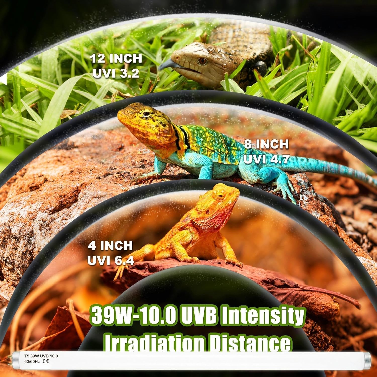 T5 HO UVB 10.0 Reptile Replacement Tube, 39W 34 in Linear Fluorescent Lamp, for Tropical Reptiles