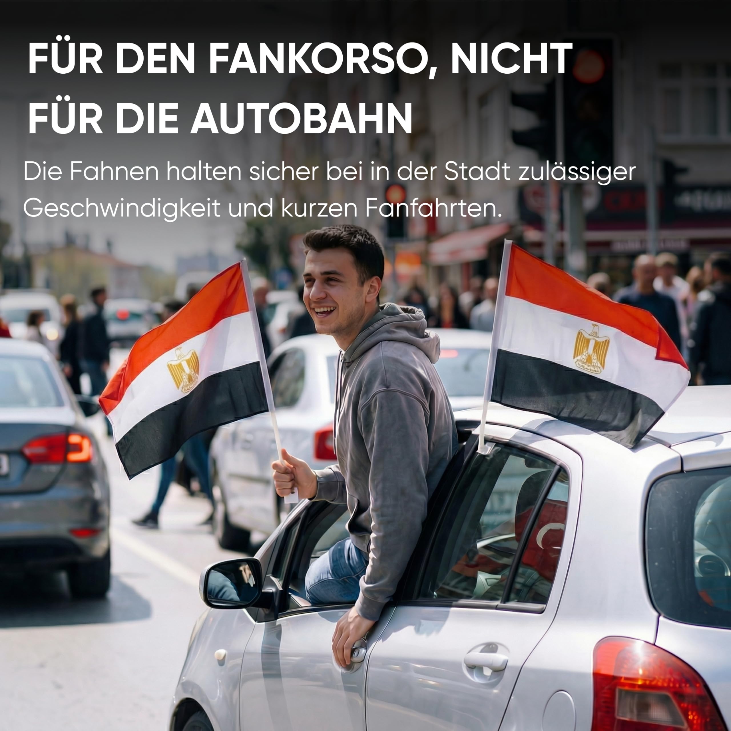 2er Set Auto Fahne Ägypten - Autofahnen Ägyptische Flagge 30 x 45 cm, Fußball Fanartikel, WM & EM, Länderflagge Ägypten