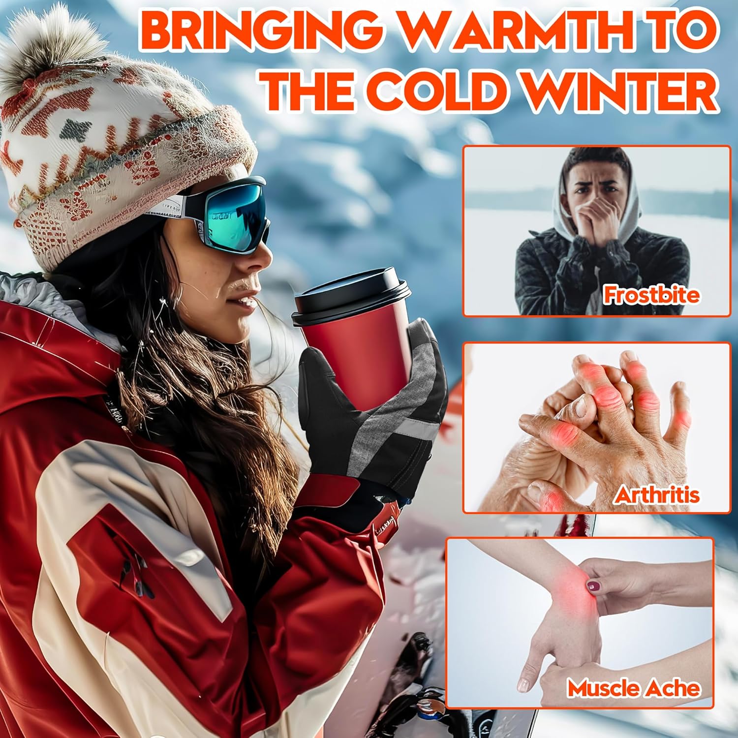 Heated Gloves for Men Women, 6000mAh Battery Rechargeable Hand Warmer Gloves with Touchscreen,Waterproof Electric Heated Ski Glove for Winter Outdoor Work Hunting Camping Snowboarding Hiking Raynaud - Image 9