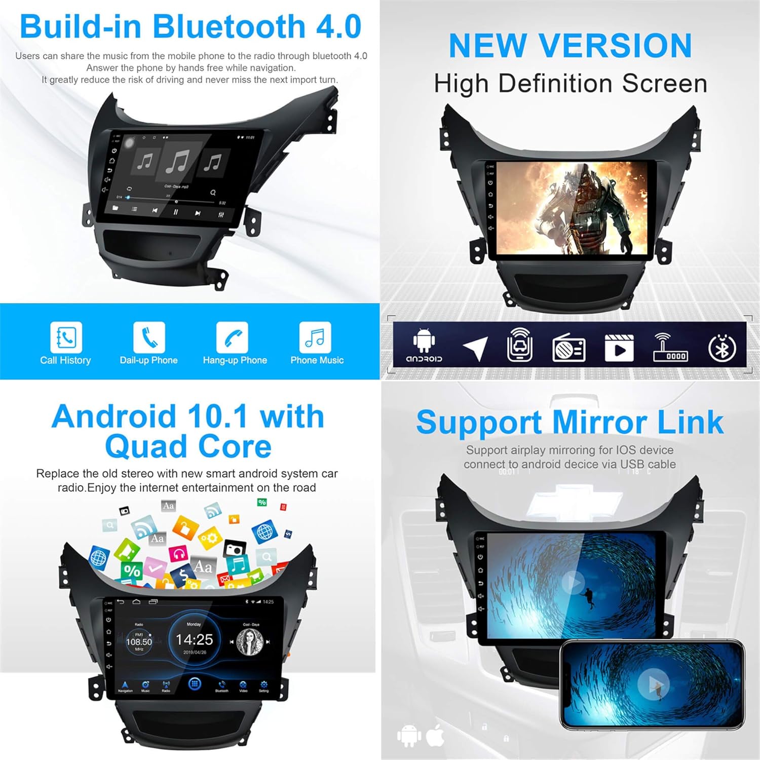 Mirror Link feature showing phone screen mirrored on car radio
