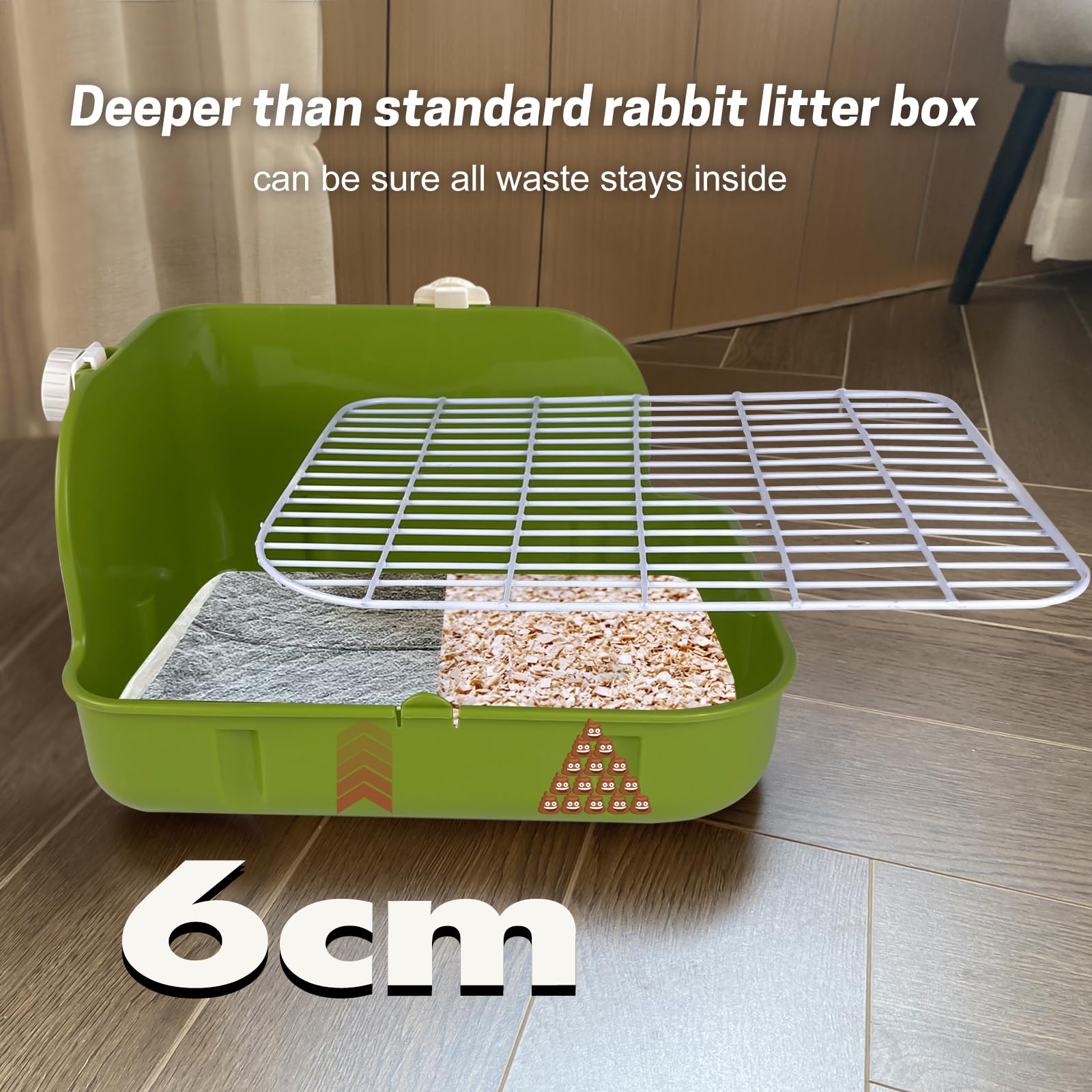 Rabbit Litter Box, Bunny Litter Box, Guinea Pig Potty Trained, Square Small Animal Toilet Potty Pan for Rabbit Guinea Pig Ferret Hamster Chinchilla (Grass Green) - image 8