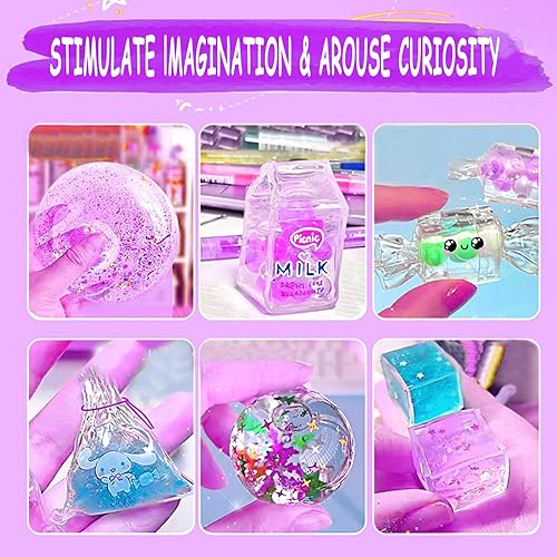 Miniatura 4 de Kit de burbujas de nano cinta para niños, 6 piezas de cinta nano de doble cara para niños, kit de cinta de burbujas con purpurina de lujo, arcilla,