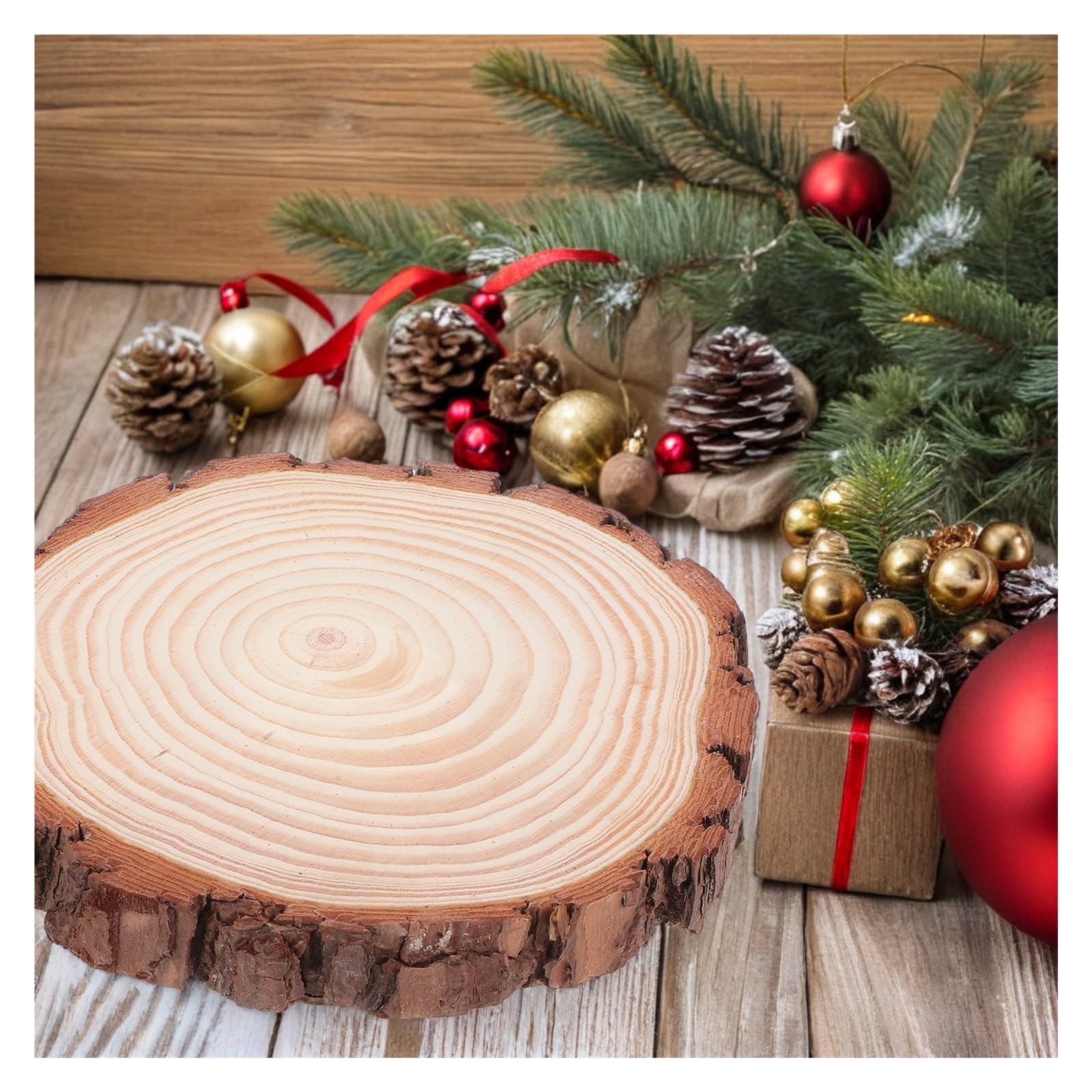 Discos de madera redondos sin acabar 2 rodajas de corteza madera rústica sin tratar, discos redondos 18-20 cm for manualidades, decoración DIY, centros mesa for bodas