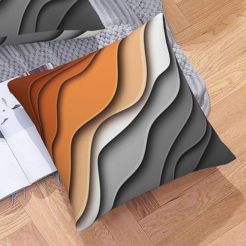 Miniatura 9 de Juego de 2 fundas de almohada bohemias de 18 x 18 pulgadas, color marrón y gris, negro, para verano, otoño, naranja quemado, gris, para exteriores,