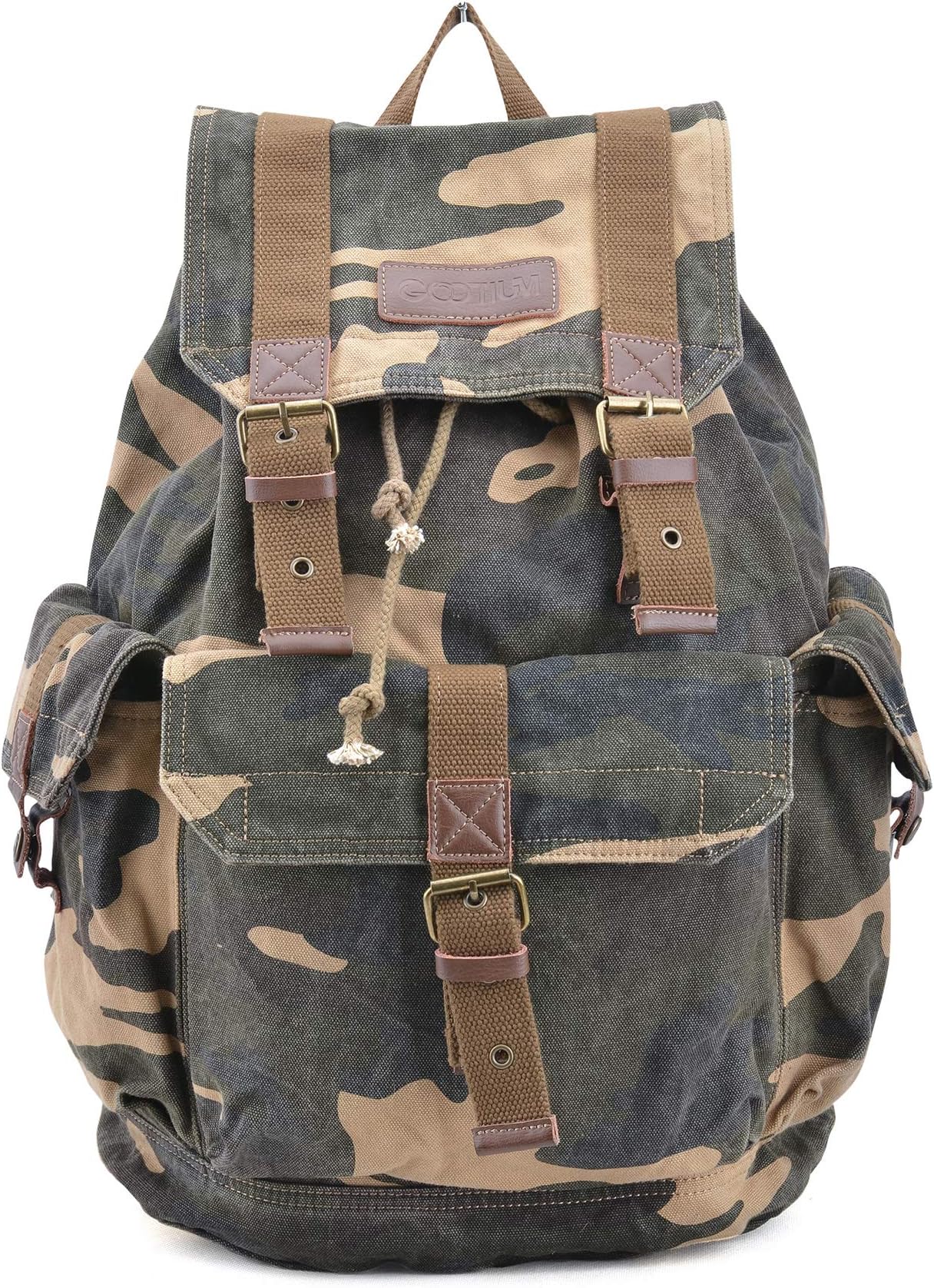 Gootium Canvas Backpack - Vintage Outdoor Rucksack Travel Day Pack