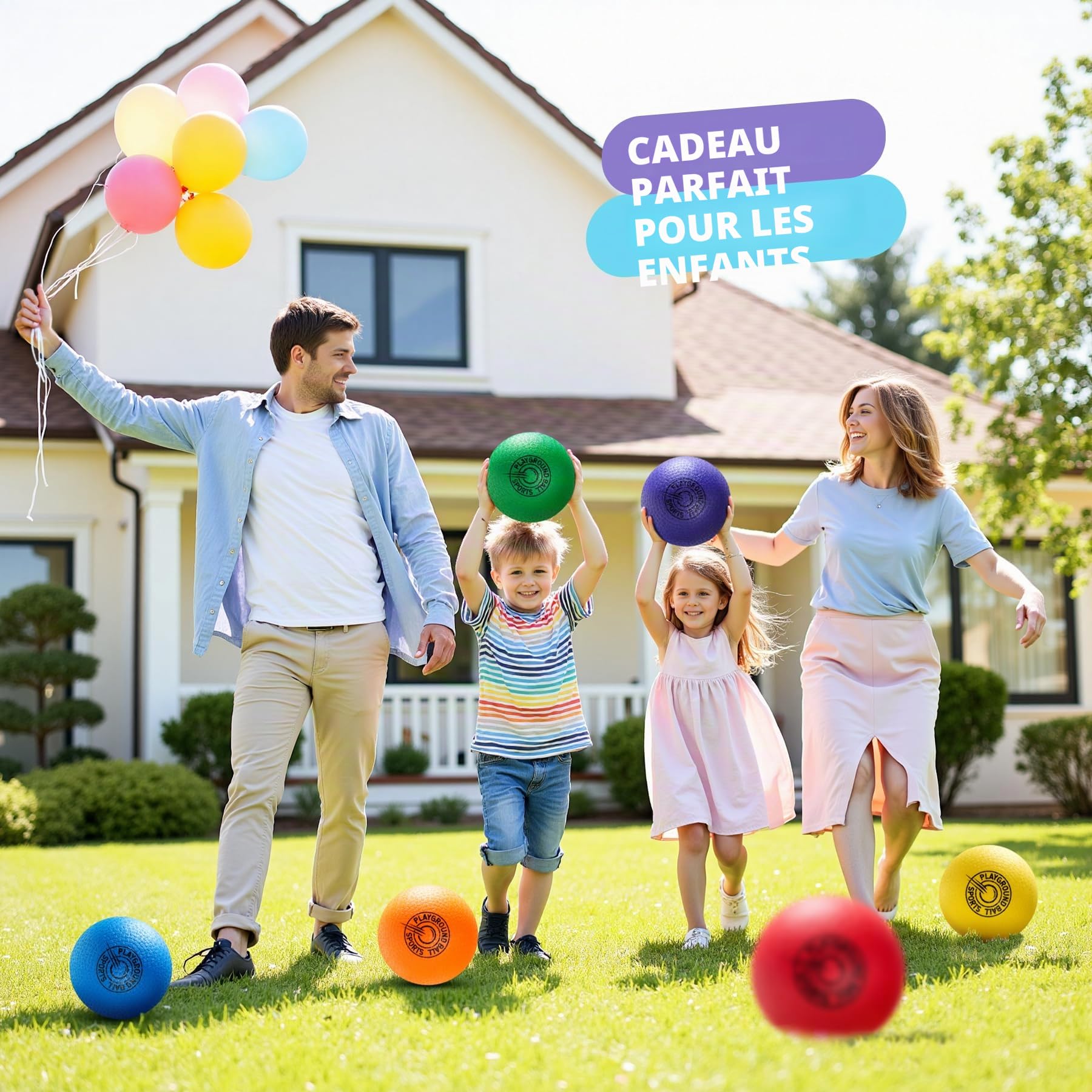 INPODAK Ballons de Jeux 8.5 Pounces Kickball Dodgeball Set Ballon Gonflable avec Pompe RainbowBall Balle Rebondissante Souple Balle pour Jardin et Plage