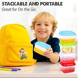 ARSUK Baby Food Containers (4oz/120ml, 8 Pack) - Small Plastic Containers with Lids - Toddler Snack Containers - Reusable Freezer Safe Food Storage Jars - BPA-Free, Leakproof & Microwave Safe