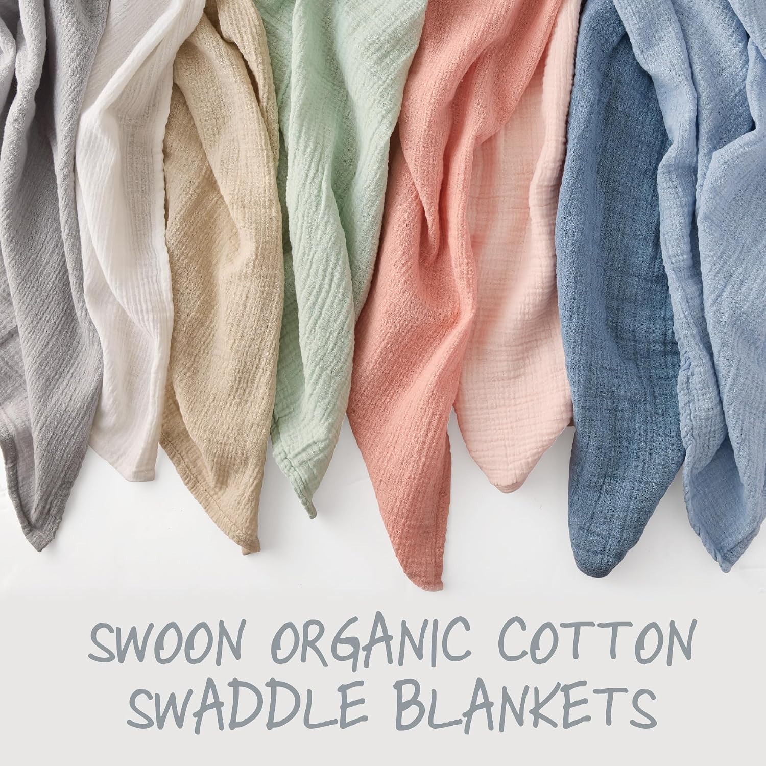 Butterblu Swoon - Crinkle Swaddle Blanket, 2 Pack Muslin Receiving Blankets for Newborn Girls, Boys, Unisex​, Blue, One Size