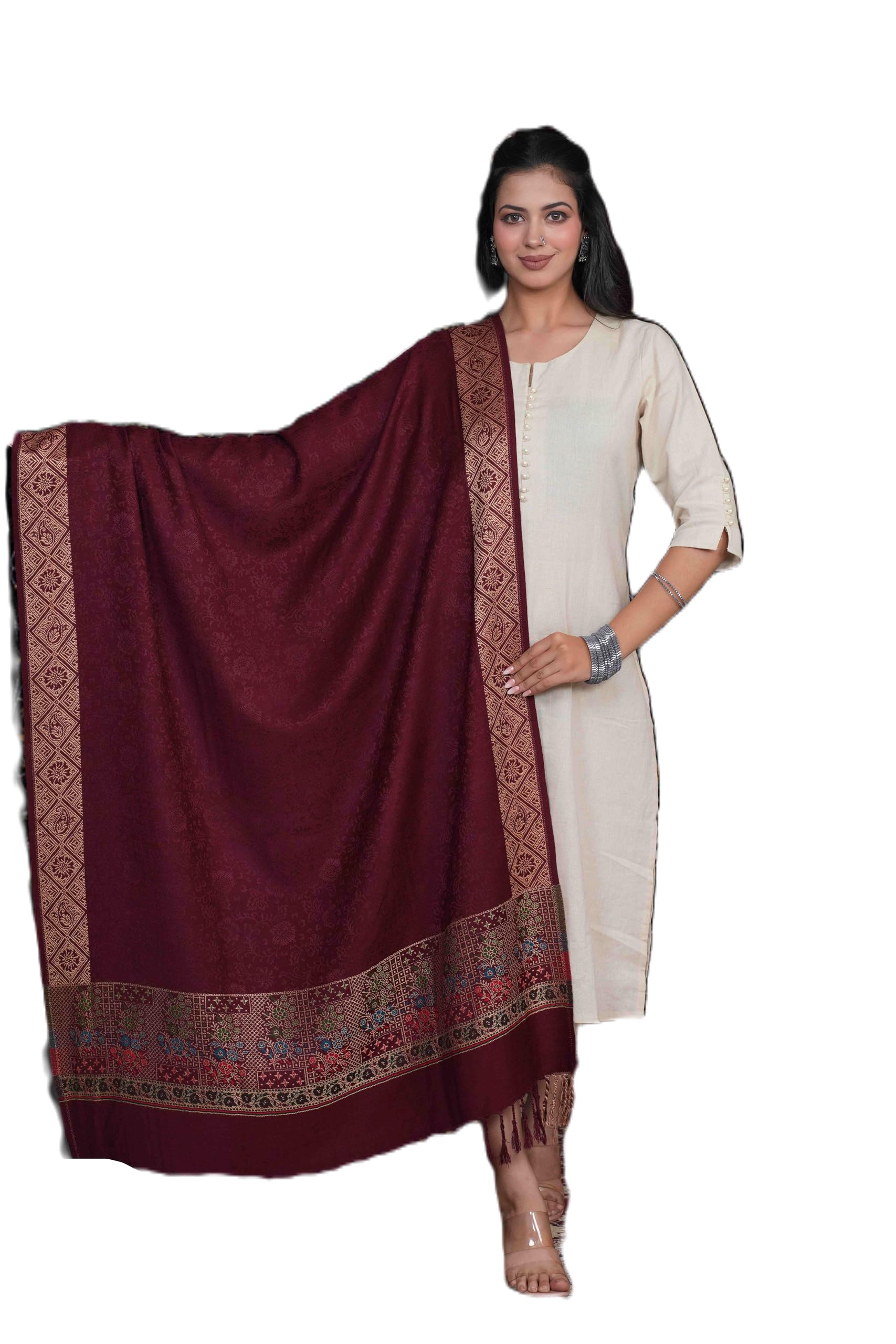 s.t. NAZAAKAT Self-Designed Acrylic Shawl for Women & Girls Full-Length Winter Wrap Traditional Designer Shawl-picture-11