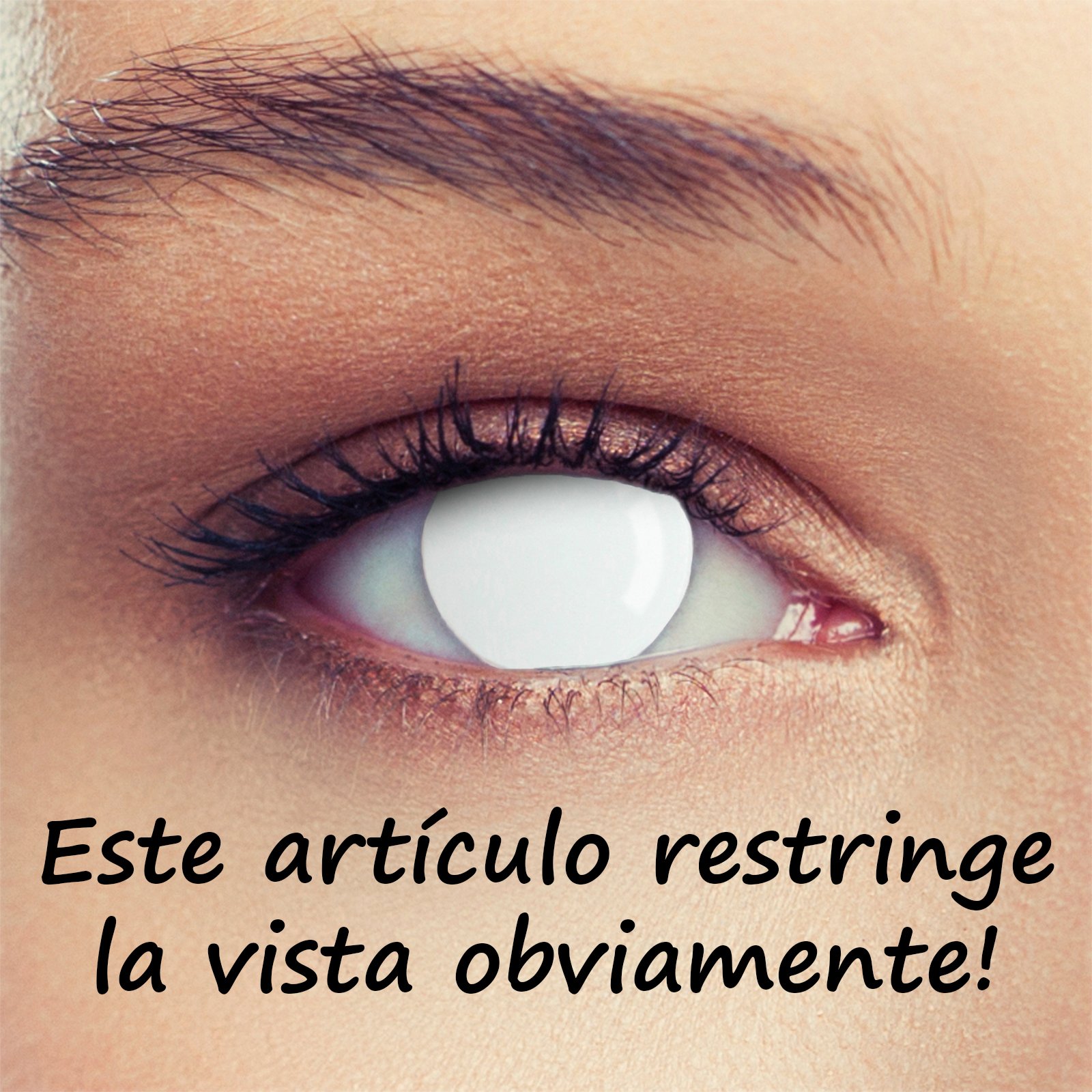 Dos lentillas de color blanco totalmente para Halloween zombie disfraz, 1 par/2 pzs, sin graduación + caso de lente „Blind White"