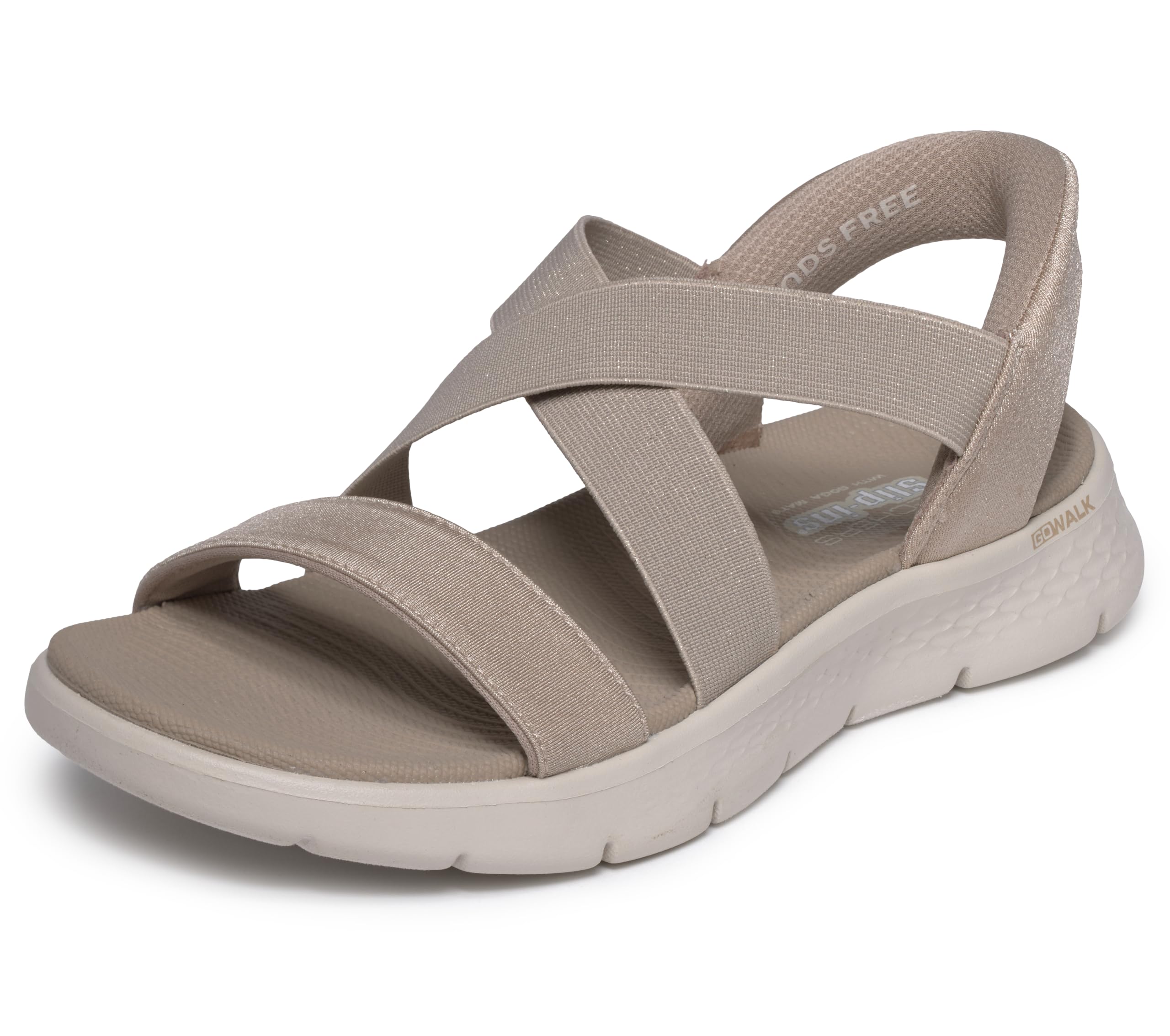 Skechers Women's Taupe Slip-Ins: Go Walk Flex Sandal - Glimmer Sandals In Size 5 | Textile, Vegan, Machine Washable