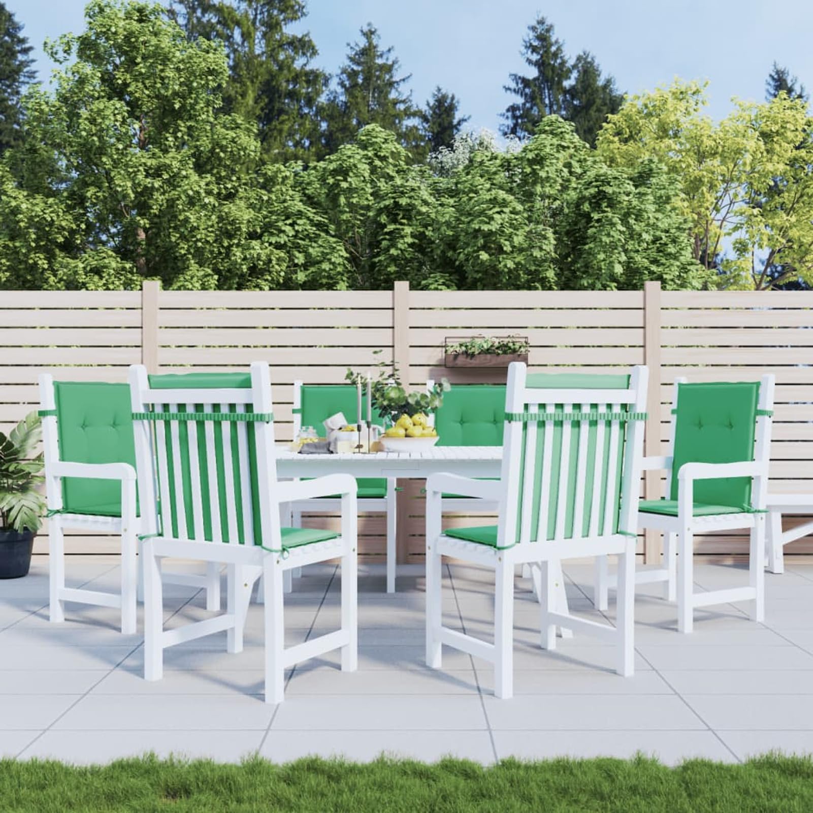 Cojines para sillas de jardín 6 Unidades Verde 100x50x3 cm, Cojines Sillas Jardin, Cojin Silla Exterior, Cojines para Sillas, Cojín De Respaldo, Cojines Exterior - 314136