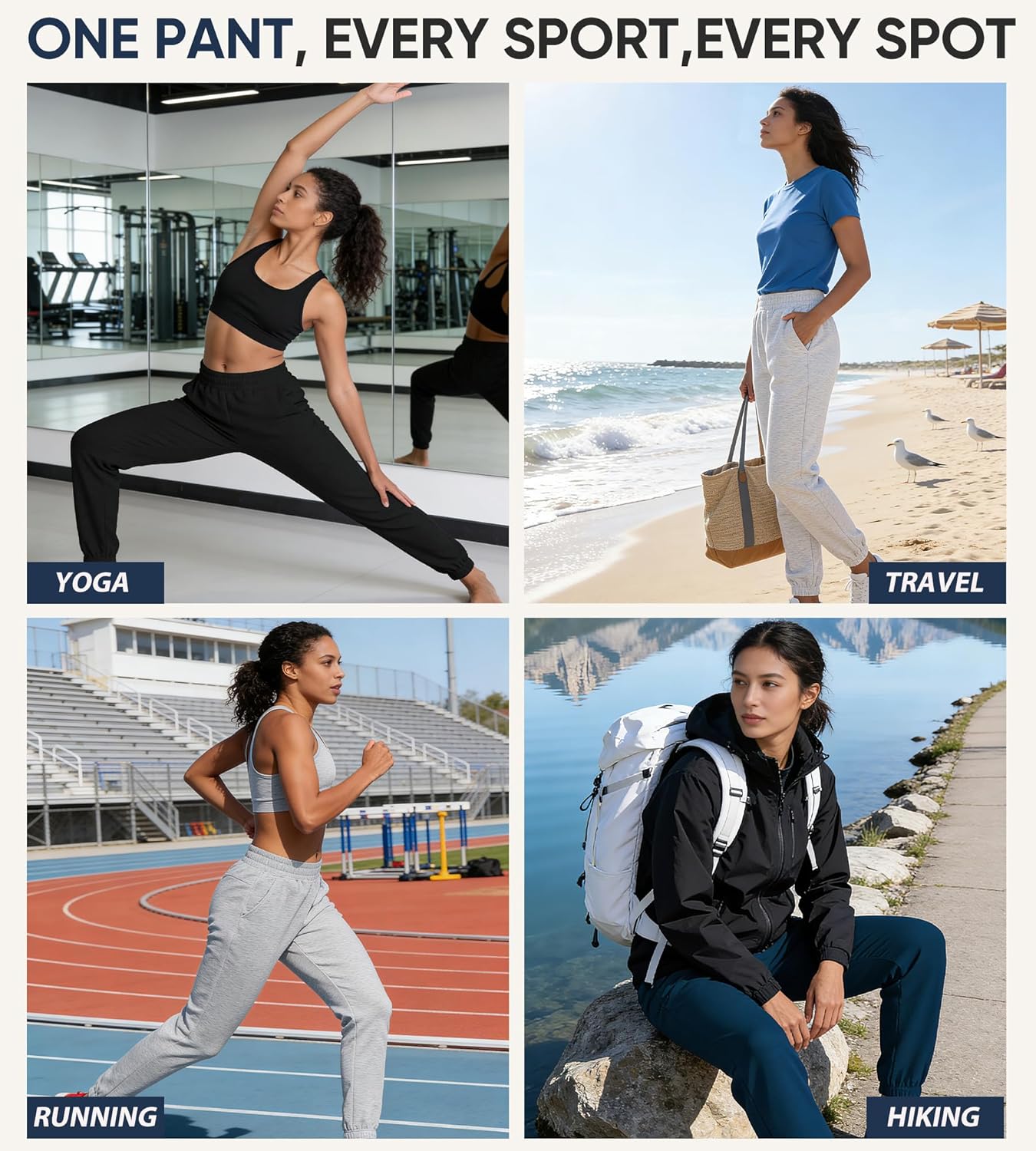 MERIDIANA Womens Joggers, High Waisted Comfy Athletic Yoga Lounge Pants, Scuba-Inspired Stretch Pant for Workout Gym Running - Image 2