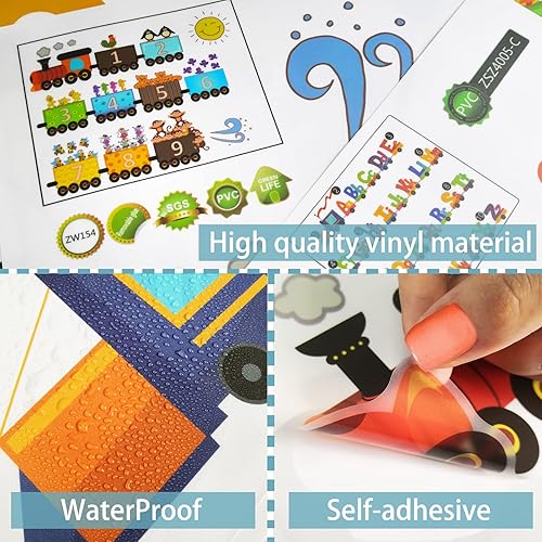 Miniatura 4 de Calcomanías de pared para alfabeto y números animales coloridos alfabeto calcomanía de pared de aprendizaje temprano aula dormitorio cuarto de bebé