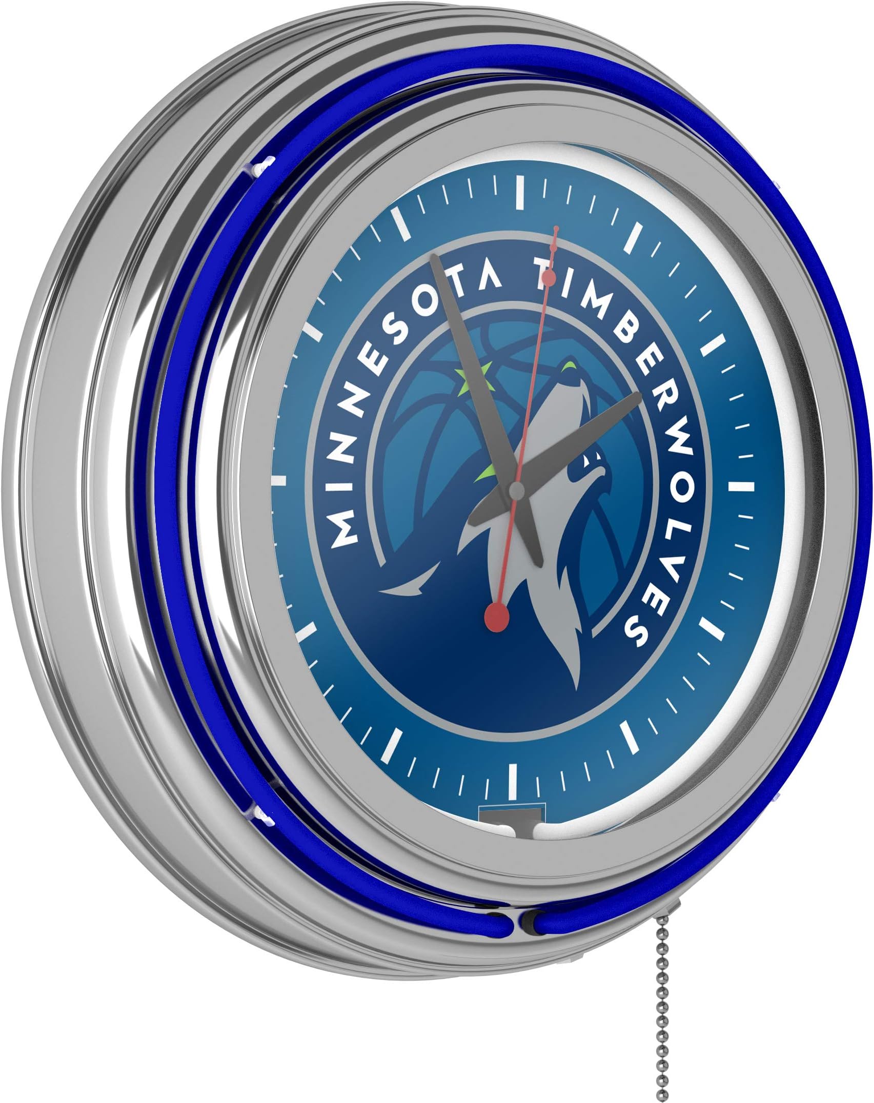 Trademark GameroomMinnesota Timberwolves NBA Chrome Double Ring Neon Clock