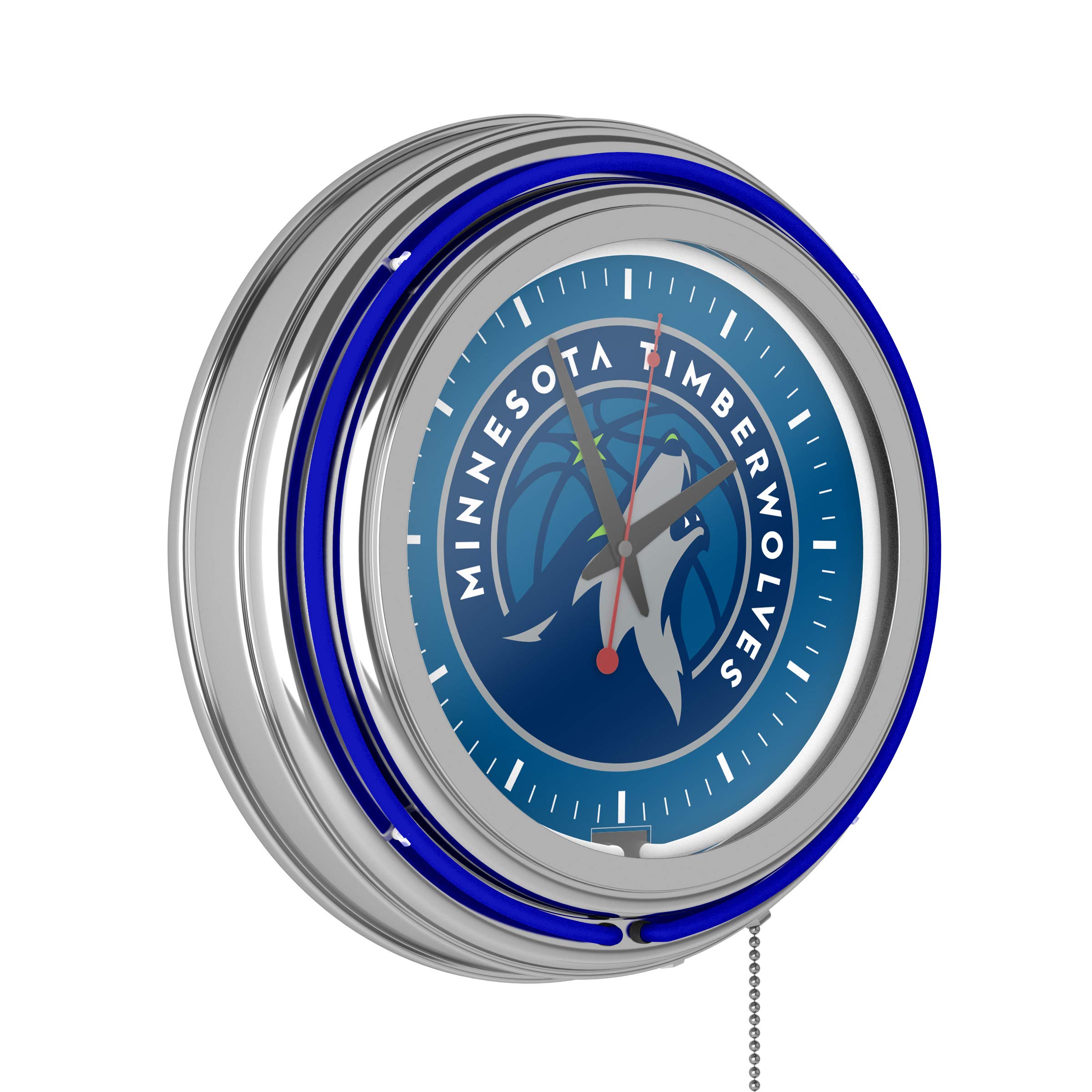 Trademark GameroomMinnesota Timberwolves NBA Chrome Double Ring Neon Clock
