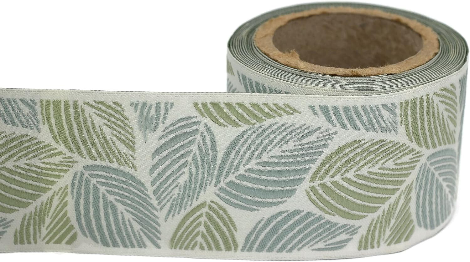 3.8 Yard Spool 2.7" Green & Blue Tropical Leaves Drapery Trim Jacquard Ribbon for Your Drapes Curtains Drapery Banding Trim Tape V2 196