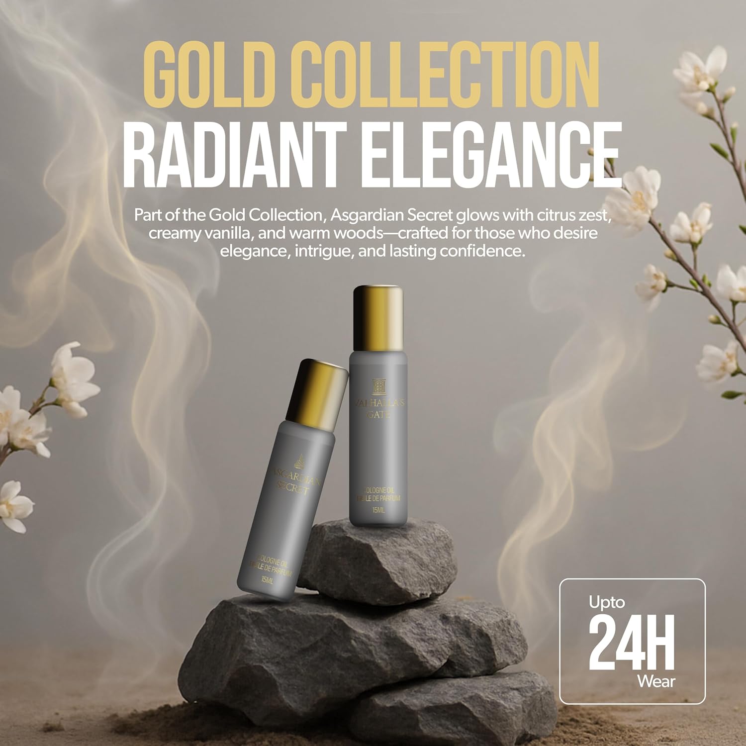 Concentrated Cologne for Men by Beard Struggle - 6x More Longer Than Traditional Colognes - Gold Collection - Asgardian Secret - Mens Cologne, 15 mL / 0.5 US. fl. oz. Glass Roller Bottle
