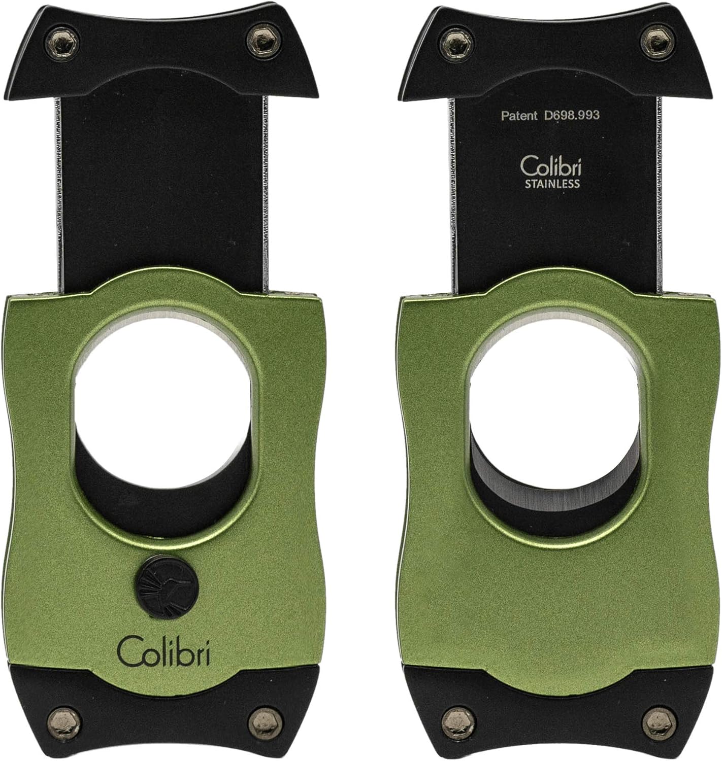 Colibri Premium S-Cut Cigar Cutter - Ergonomic Stainless Steel Spring-Loaded Straight Cut Blade, Ideal for up to 66+ Ring Gauge - Gift for Cigar Enthusiasts (Green)