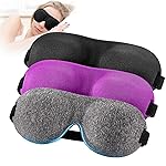 YIVIEW Sleep Mask for Back and Side Sleeper Pack of 3, 100% Light Blocking 3D Eye Masks for Sleeping, Lightweight & Breathable Eye Cover for Women Men, Zero Pressure Night Blindfold