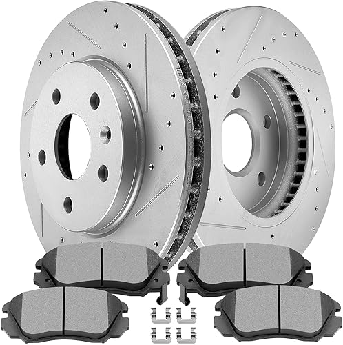 Miniatura 1078 de Kits de frenos y rotores, rotores de freno SCITOO y 8 pastillas de cerámica para 08-12 para Chrysler Town & Country, 08-12 para Dodge Grand Caravan