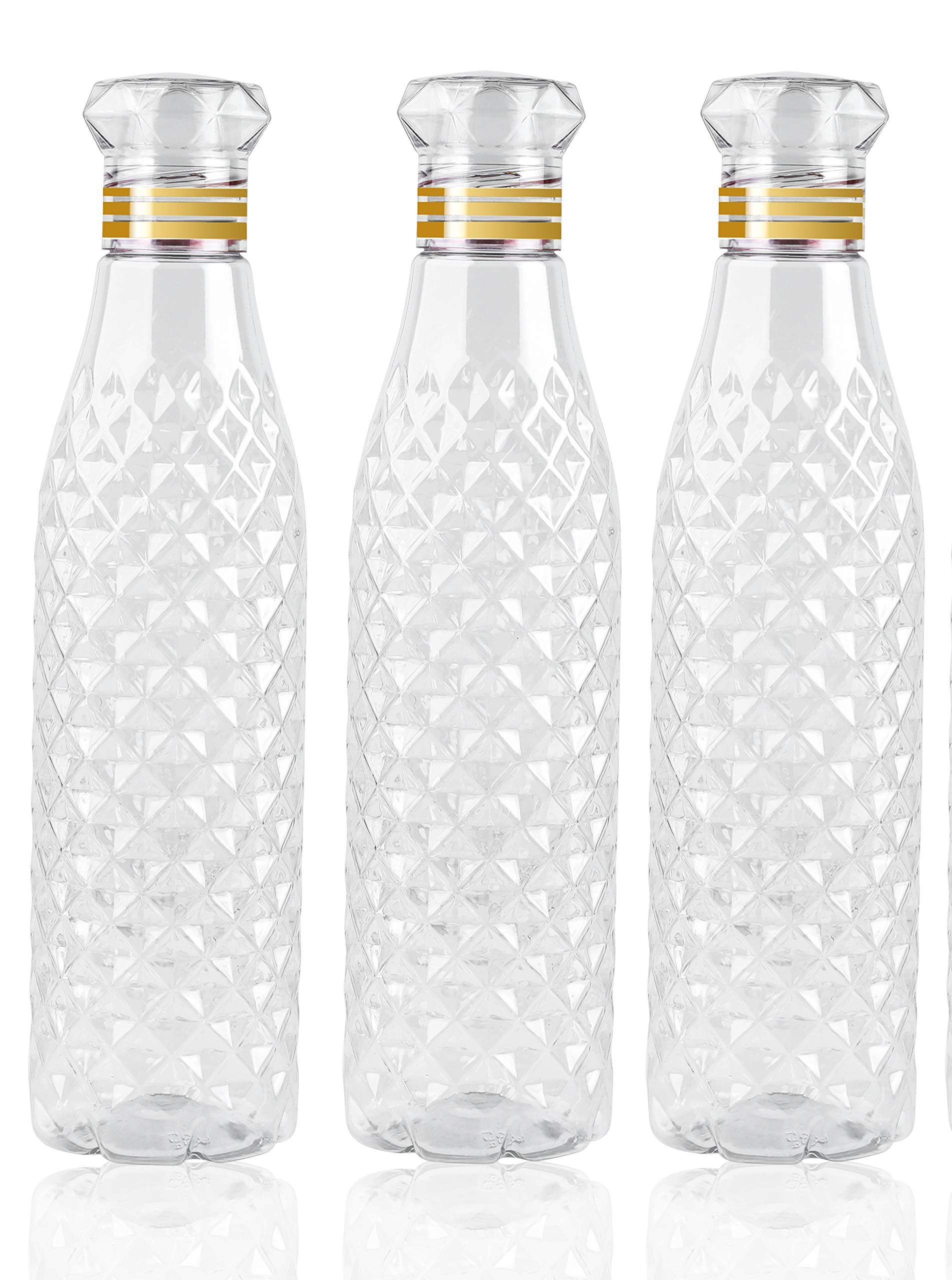 Cloudsell Water Bottles 1000ml Unbreakable Plastic, Fridge Bottles set for Office, Sports, School, Travelling, Gym, Yoga - BPA and Leak Free & Unbreakable Bottle (Pack of 3, Checkered Design)