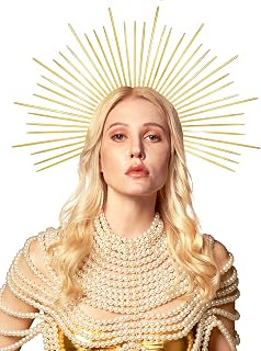 Gold Star Headpiece Halo Spiked Crown Beyonce Head Crown for Women Met Gala Headband Virgin Mary Headbands