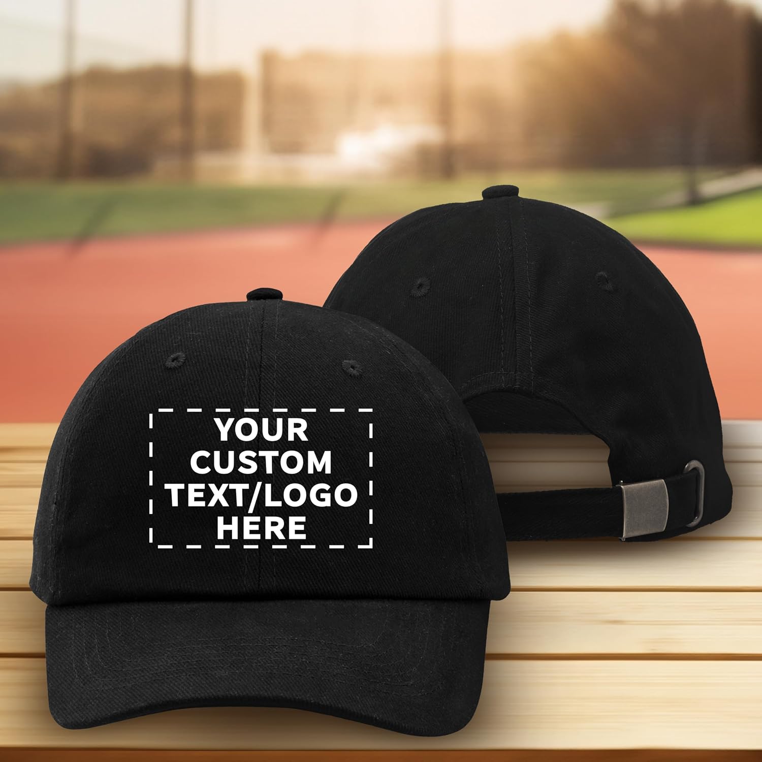 DISCOUNT PROMOS Custom 6 Panel Brushed Cotton Unconstructed Caps Set of 6/12/24 - Personalized Embroidered Design