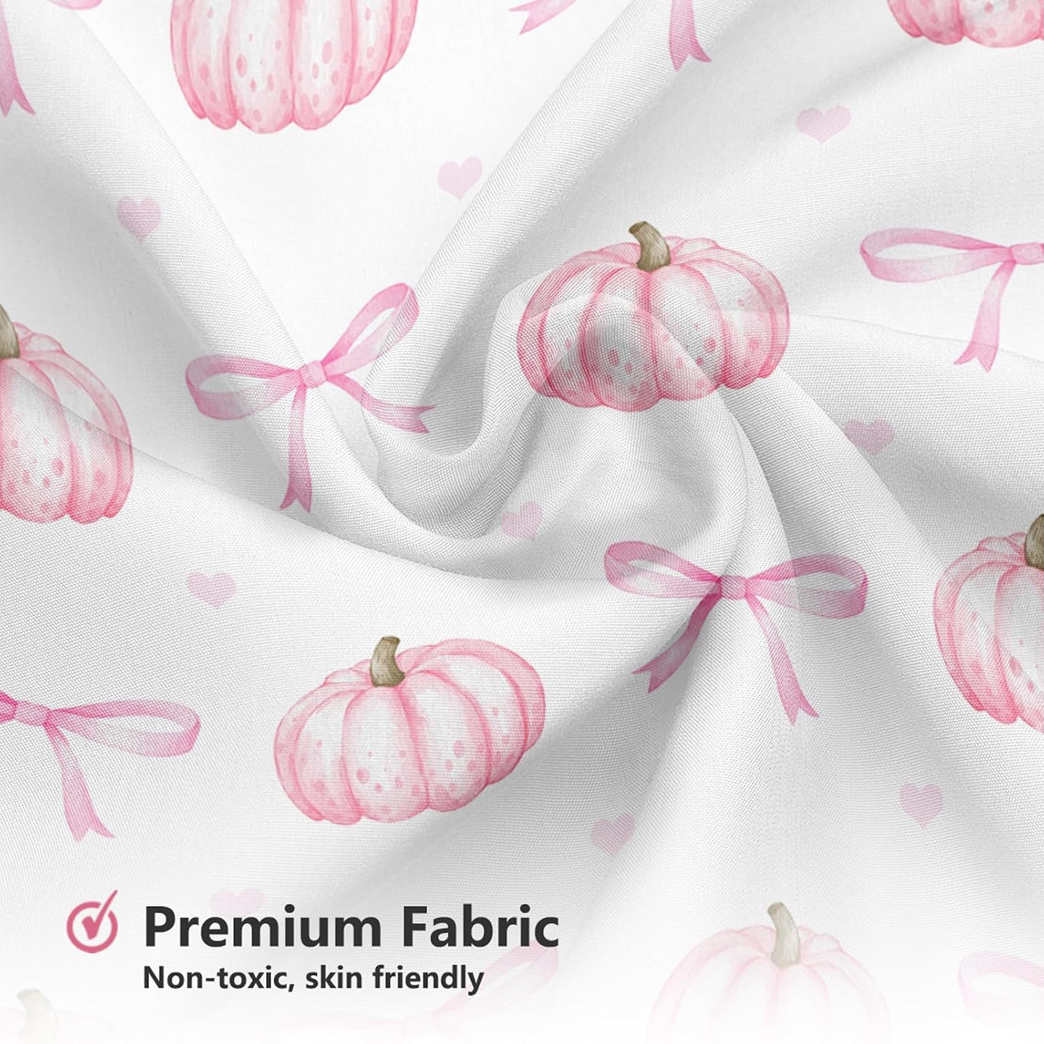 MEHOFOND Fall Pumpkin Shower Curtain Pink Bow Maple Leaves Bath Curtain | 100% Polyester Waterproof Fabric Shower Curtain, 12 Hooks 72x72 Inch, for Bathroom, Dorm, for Kids Adults, Washable