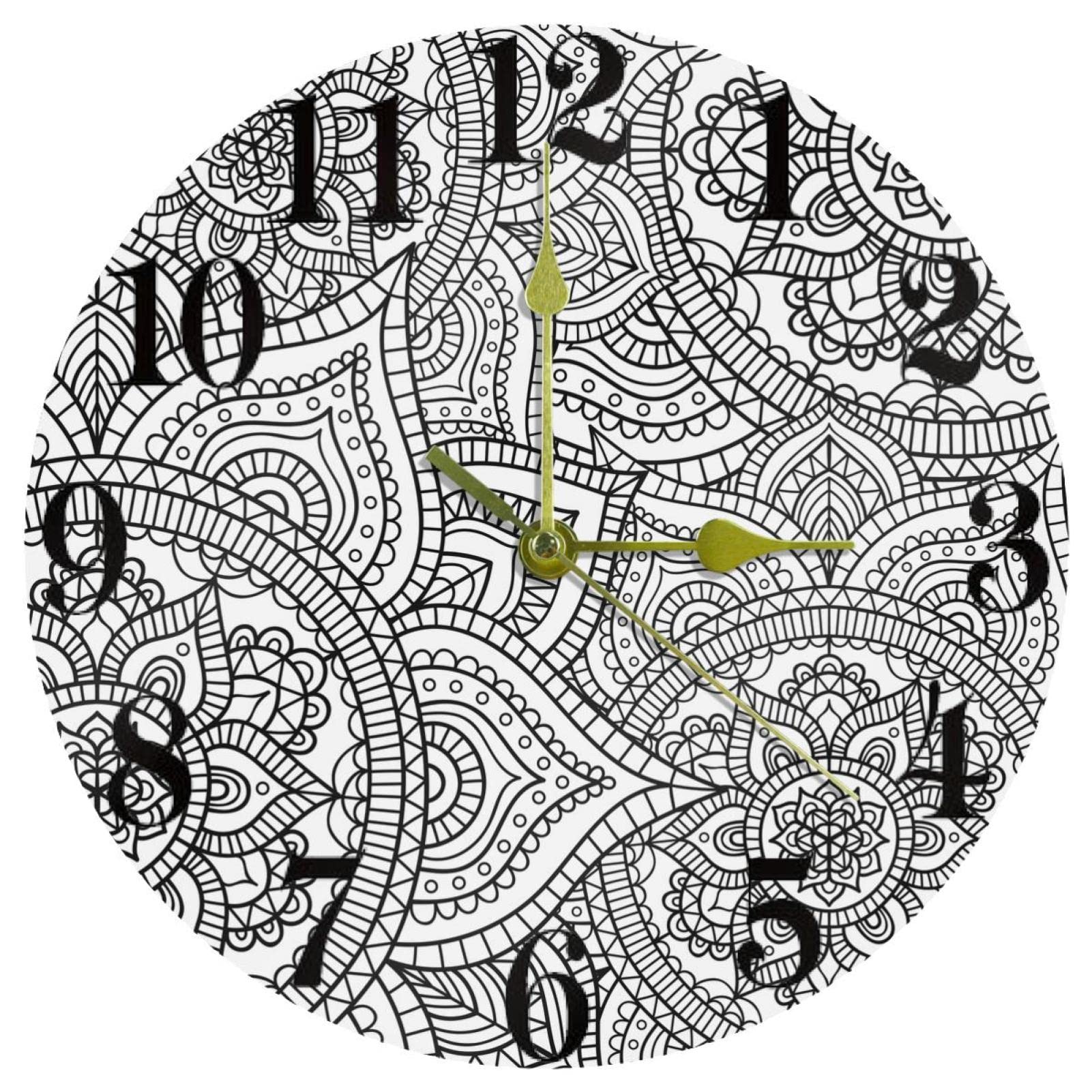 Horloge murale ronde à quartz suspendue fonctionnement à piles
