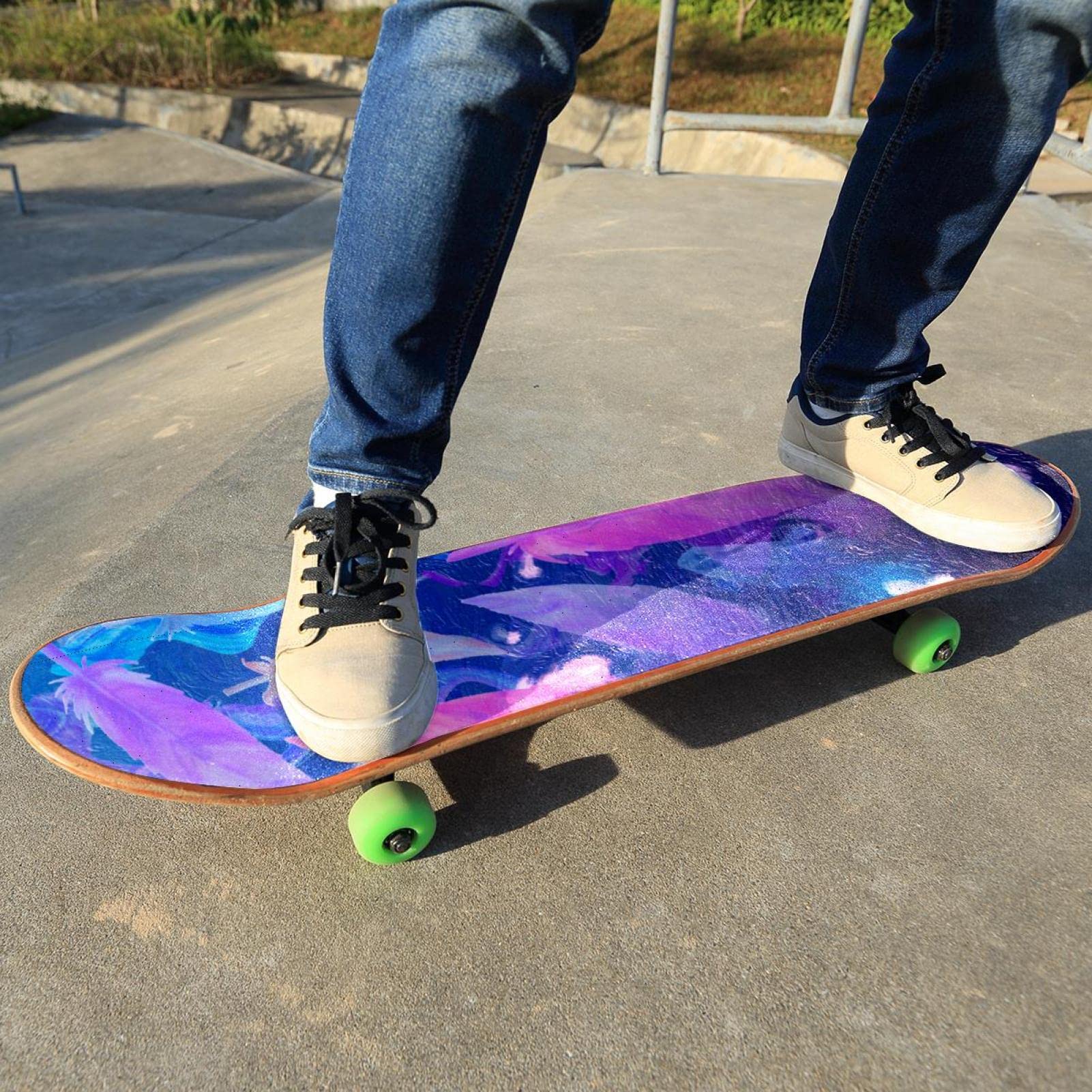 Bunte Federn, 2 Stück Skateboard-Griptape Bogen Schleifpapier Longboard Aufkleber Roller Deck Sandpapier