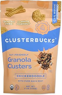 Clusterbucks Superfood Clusters – Grain-Free, Keto-Friendly Granola with Regeneratively Grown Sprouted Buckwheat– Gluten-Free, Low-Carb, Organic Healthy Snack (6-Pack, Snickerdoodle)
