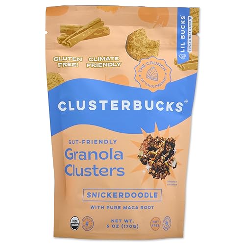 Clusterbucks Bocadillos de granola sin granos hechos con trigo sarraceno germinado y adapttógenos, aperitivo sin gluten (garabato de níquel, 1