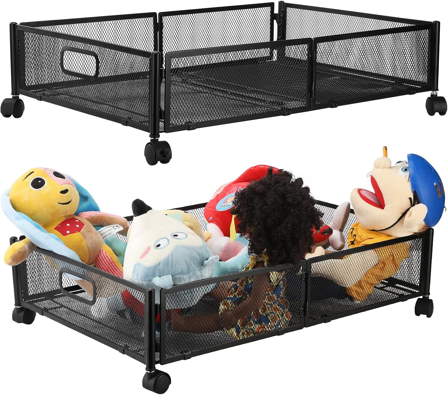 MSUIINT Under Bed Storage, Under Bed Storage Containers with Wheels and Handles, Foldable Duty Metal Under Bed Shoe Storage Organizer, Under Bed Storage Drawer for Blanket, Clothes