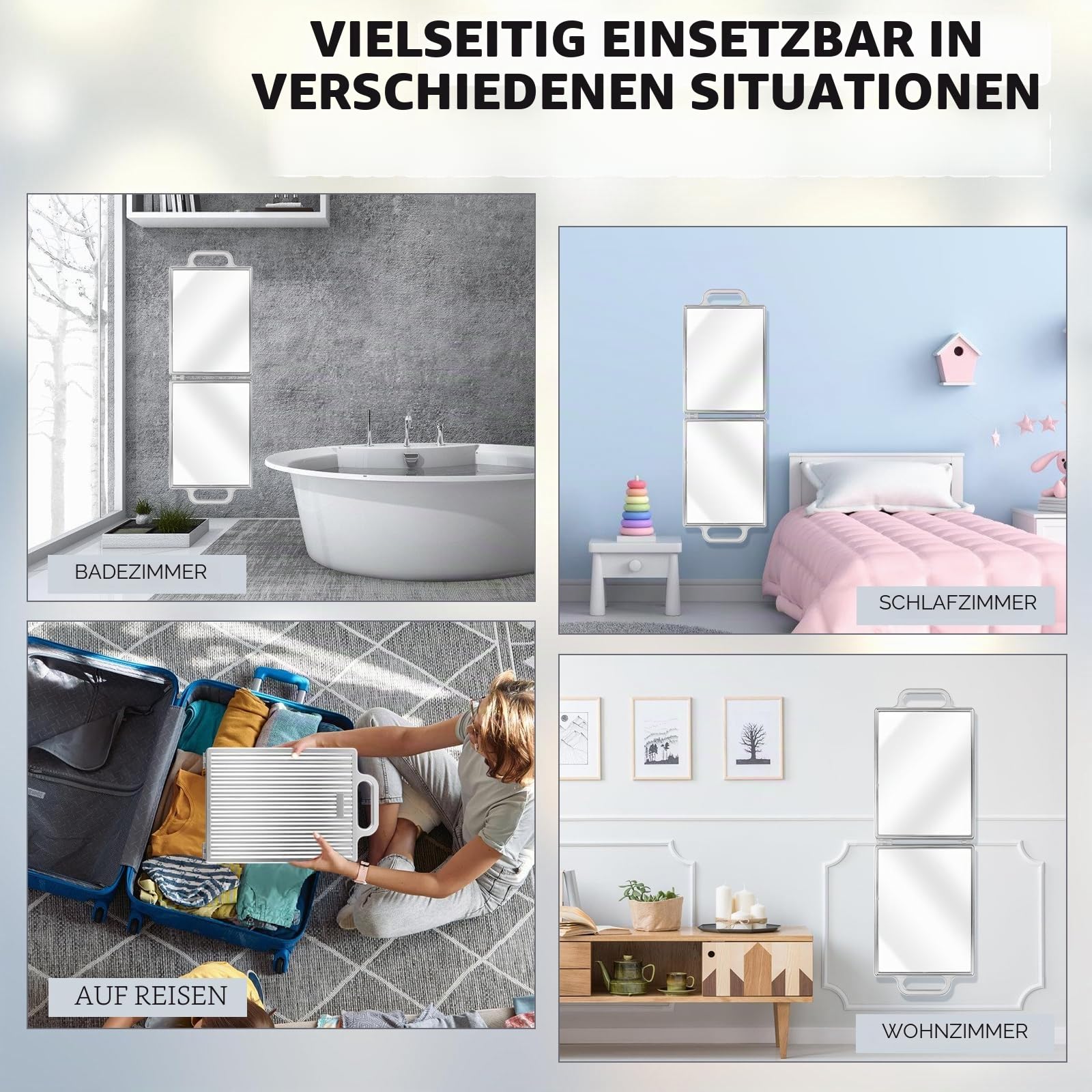Faltbarer Backstage-Spiegel mit Griff 25.4x74 Zentimeter Faltbarer Tanzspiegel mit Griff Tanztasche Tänzer für Künstler Ästhetiker Home Fitness Spa