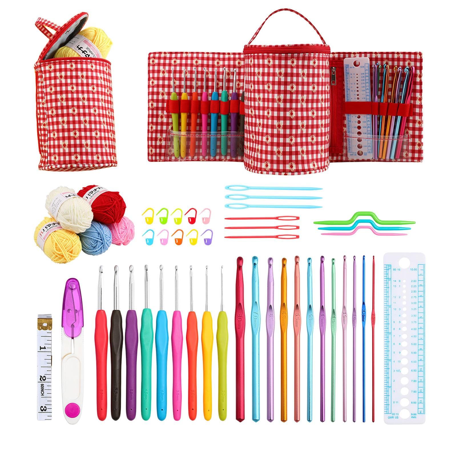 Crochet Hooks Set with Case Tunisian Crochet Hook with Ergonomic Handle Crochet Set for Beginners with Storage Bag for Beginners and for Women