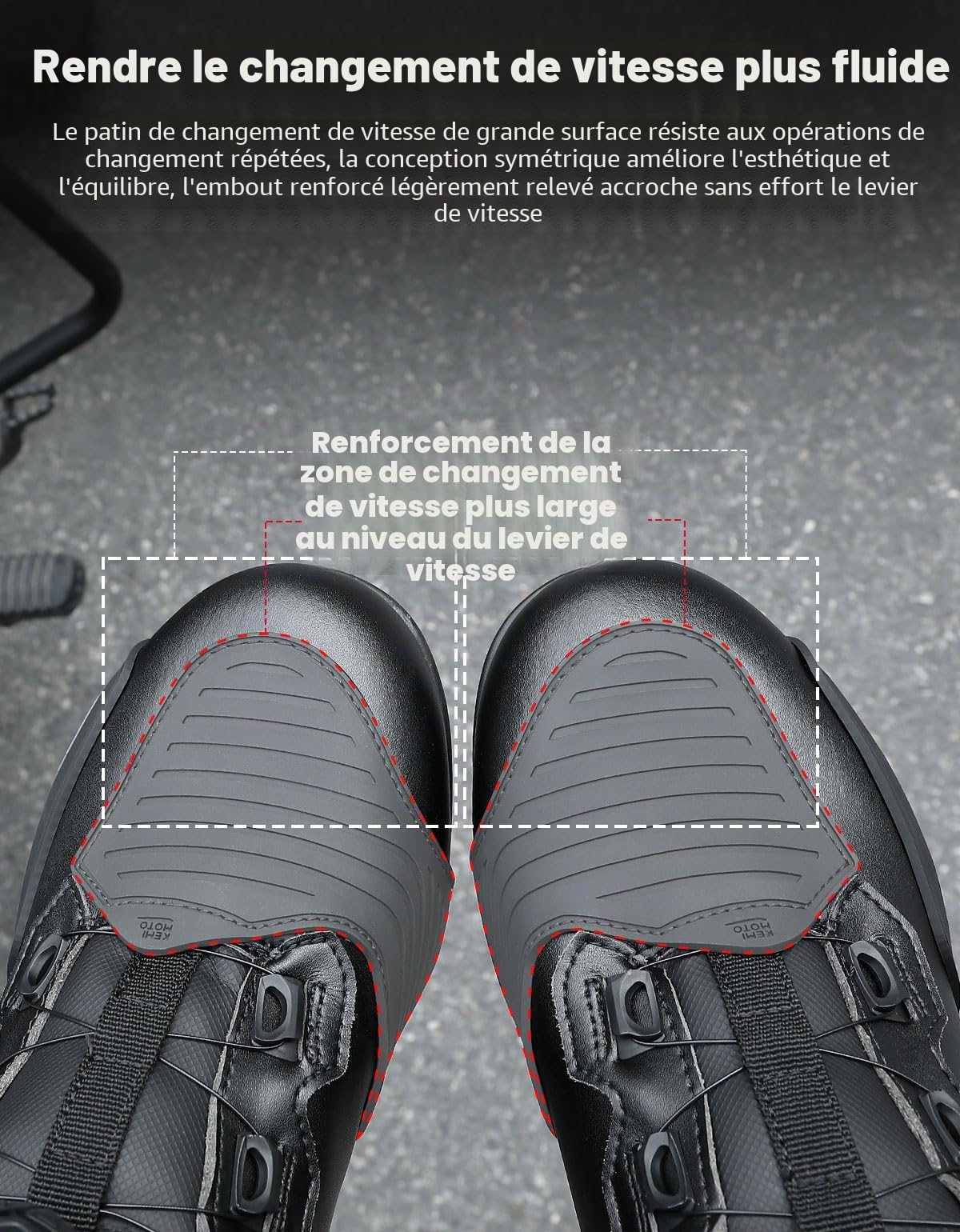 KEMIMOTO Bottes de moto pour homme - Fermeture rotative - Imperméables - Avec équipement de protection - Faciles à mettre et à enlever - Protection du conducteur - Antidérapantes