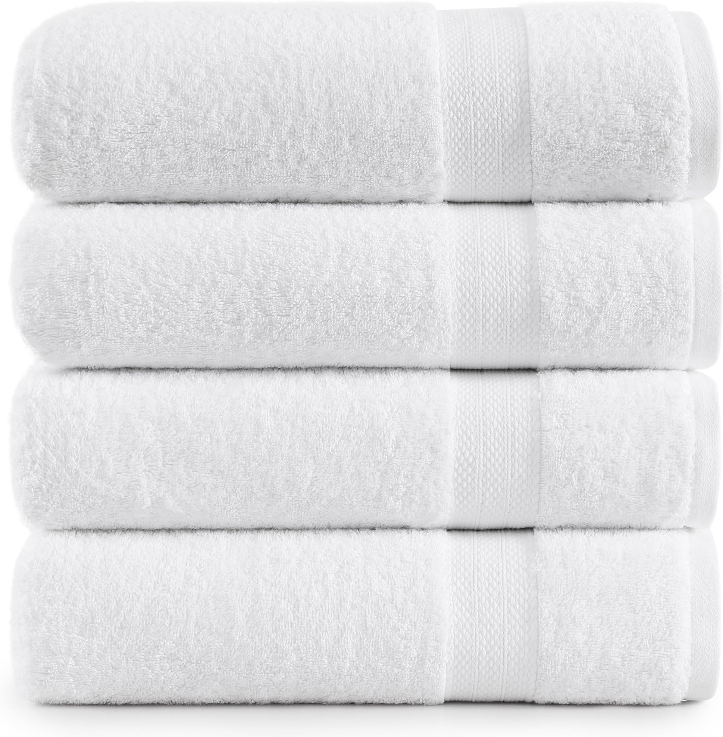 LANE LINEN Set of 4 Bath Towel (28"x54") - 100% Ring Spun Cotton - Turkish Cotton Towels for Bathroom - Quick Drying, Highly Soft & Absorbent Shower Towel Set - Hotel & Spa Quality - White Towel Set