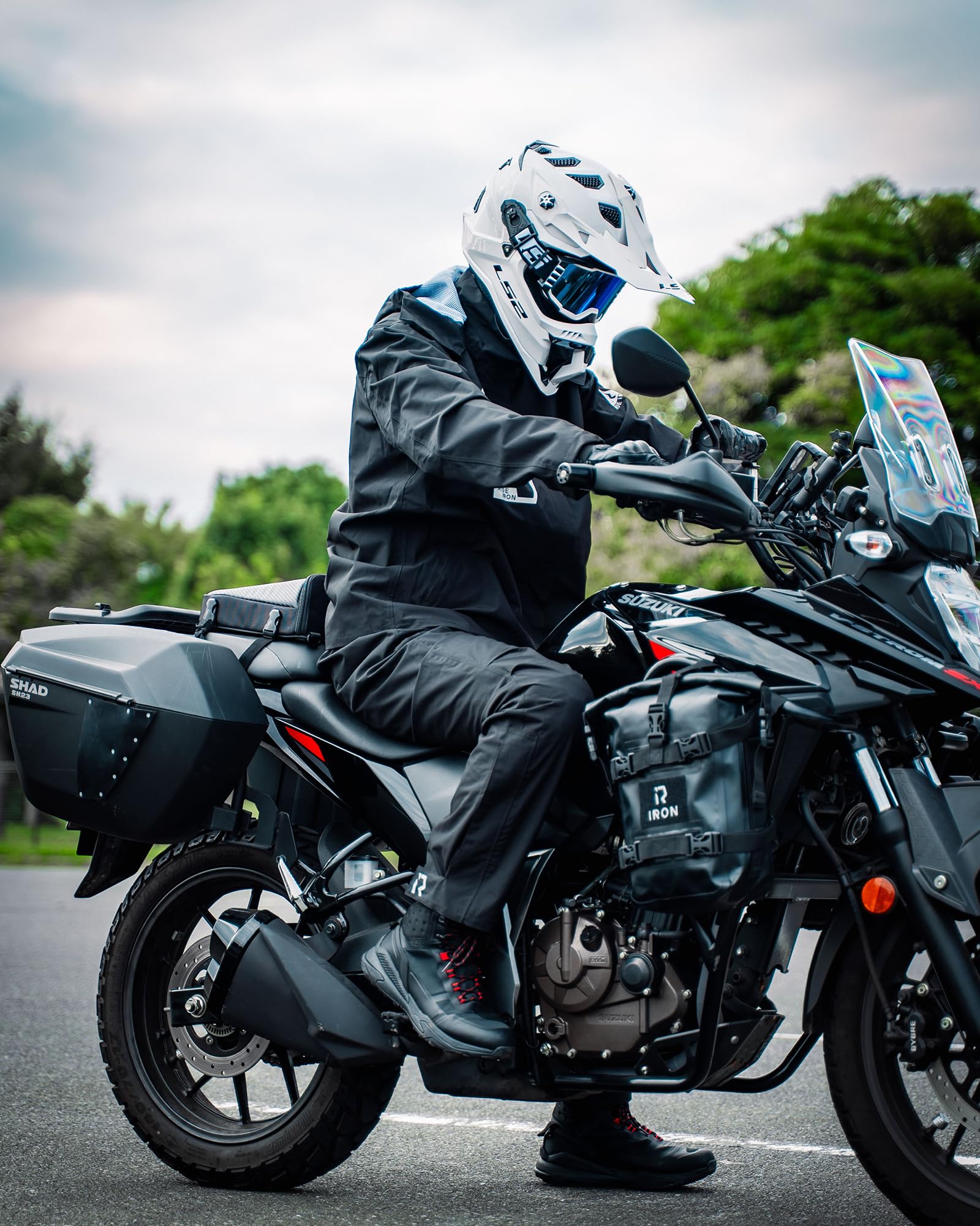 RIDEIRON Conjunto Lluvia Moto Hombre 2 Piezas - Impermeable 15000mm, Cortavientos con Reflectantes y Capucha