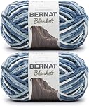 Bernat Blanket Faded Blues Yarn - 2 Pack of 300g/10.5oz - Polyester - 6 Super Bulky - 220 Yards - Knitting/Crochet (16111010889P02)