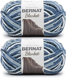 Bernat Blanket Faded Blues Yarn - 2 Pack of 300g/10.5oz - Polyester - 6 Super Bulky - 220 Yards - Knitting/Crochet (16111010889P02)
