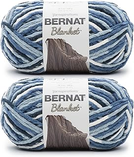 Bernat Blanket Faded Blues Yarn - 2 Pack of 300g/10.5oz - Polyester - 6 Super Bulky - 220 Yards - Knitting/Crochet
