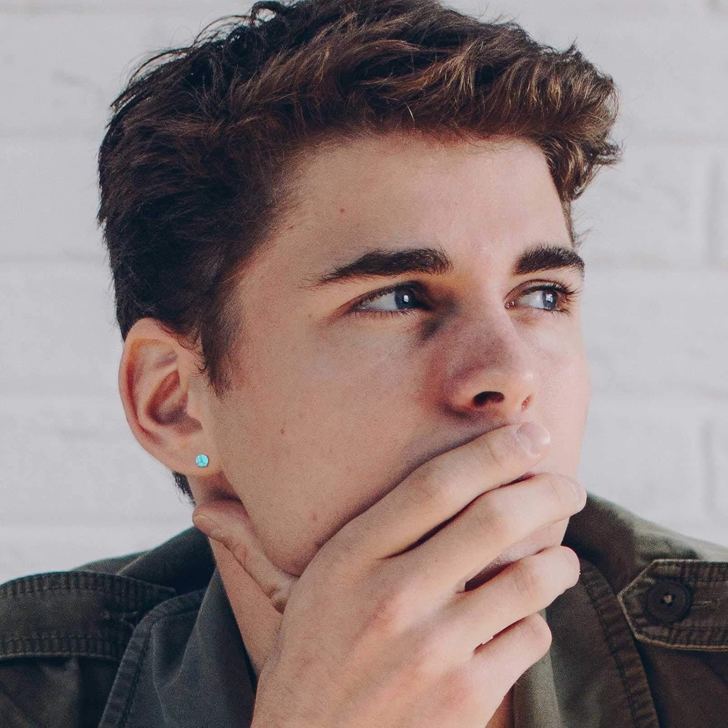 Turquoise Studs Earrings, Round Shape 925 Sterling Silver Screwback Studs for Women, Turquoise Jewelry Mother Day for Women Mom Wife Girlfriend - Image 5