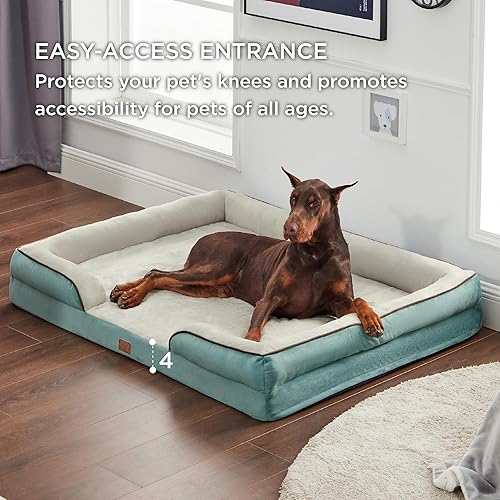 Vista 365 de Bedsure - Cama ortopédica mediana para perros, sofá cama impermeable para perros medianos, espuma de soporte con funda extraíble y lavable, forro