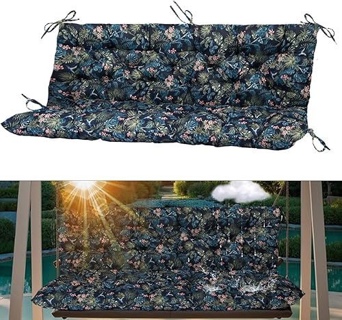 Miniatura 25 de Cojín para columpio de 2-3 plazas, cojines para exteriores con respaldo grueso de 4 pulgadas, almohadilla antidecoloración impermeable para jardín,