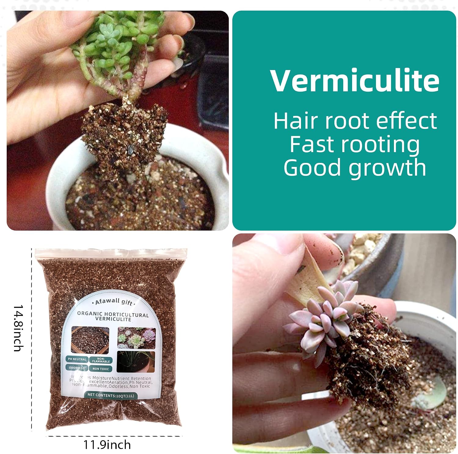 Organic Vermiculite Bulk，2QT Perlite for Plants Organic Perlite Horticultural Soil Amendment for Indoor