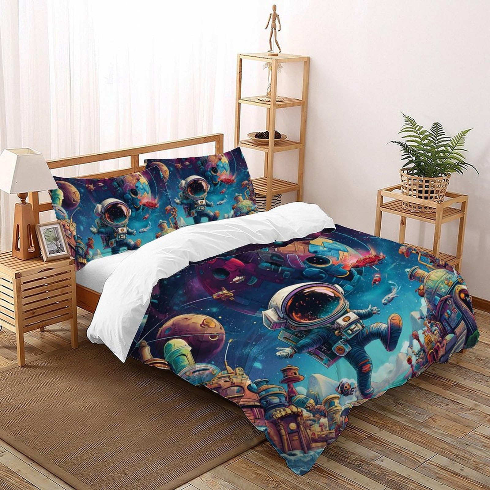 Housse de couette enfant 3D Future City 200x200 cm avec ses 2 taies d'oreiller