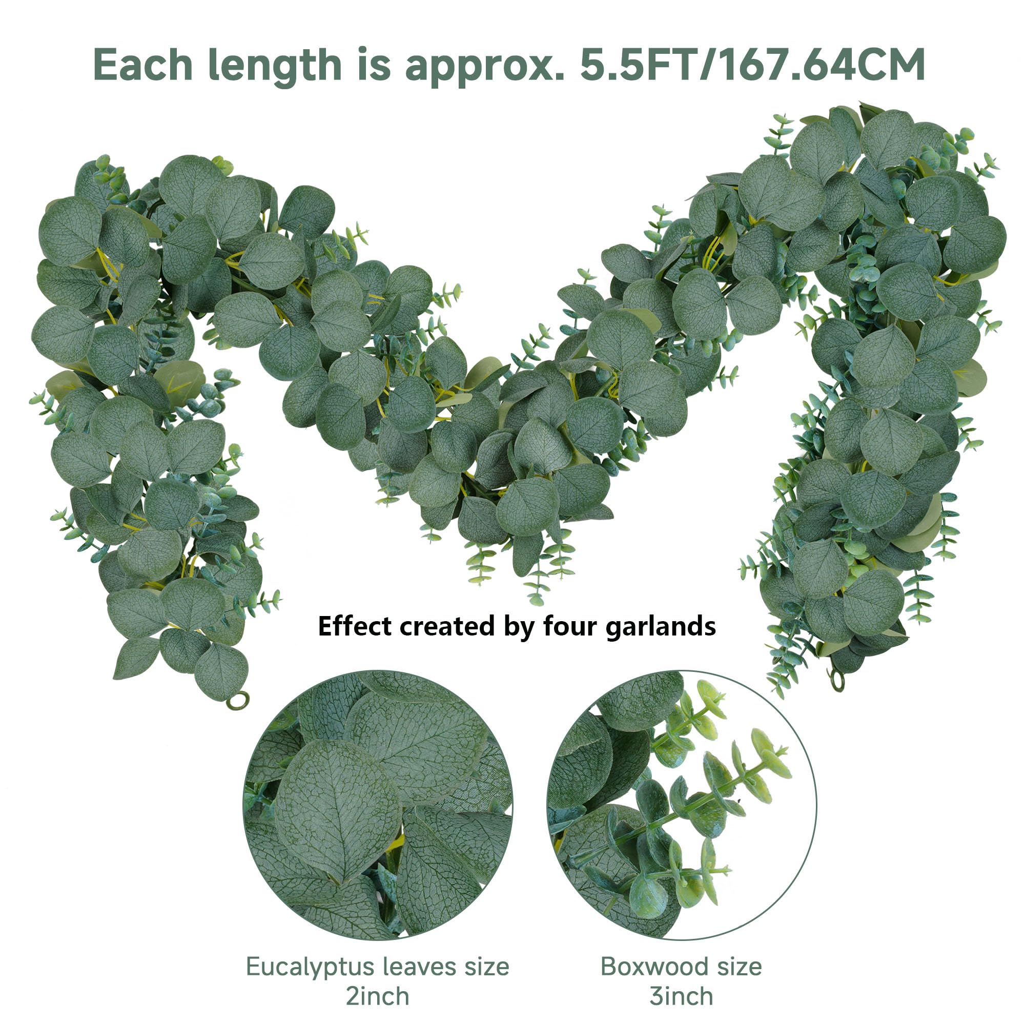 Vlorart Eukalyptus-Girlande, 1,7 m, 2 Stück