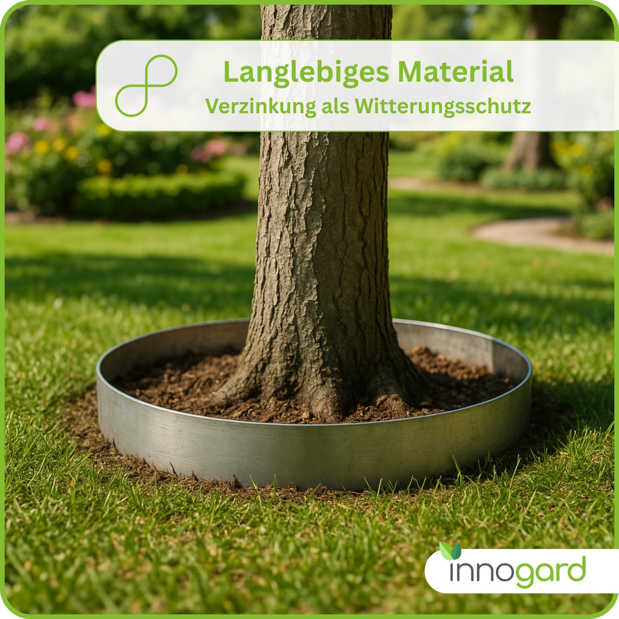 innogard Rasenkante Metall verzinkt L15 m H20 cm – Flexible Beeteinfassung 1 mm stark Rasenkantenband für Garten Beetbegrenzung Beetumrandung